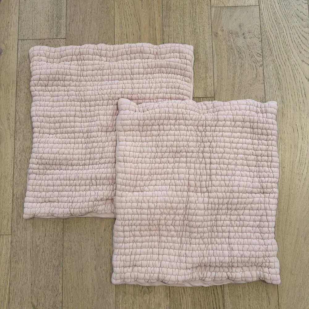Anthropologie Blush Pink Textured Quilted Euro Shams 26x26 Set of 2